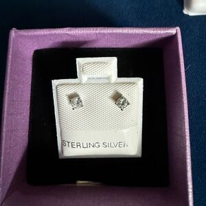 Sterling Silver Diamond Stud Earrings
